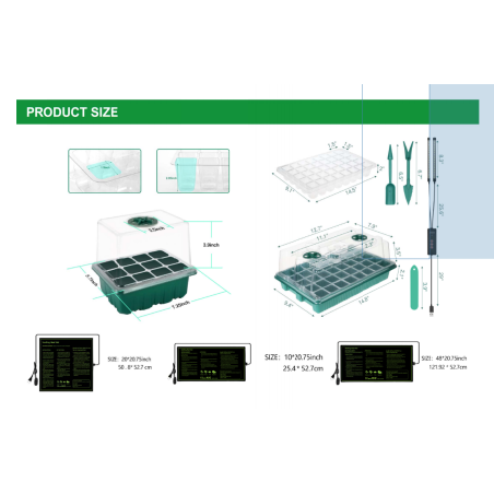 Seedling heat mat with USB and adjustable temperature (3 sizes)